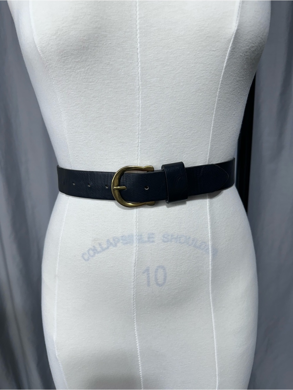 Vintage Black Leather Belt Gold Buckle Western Women’s